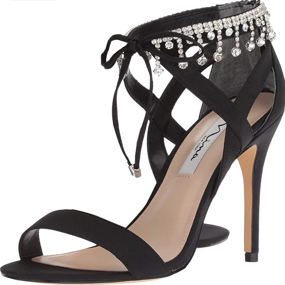 NINA Collina Jewel Ankle Tie Sandal Heel